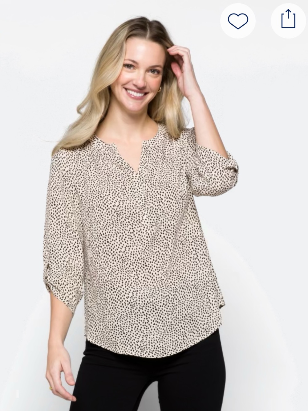 Women's Cheetah Print Split-Neck Blouse